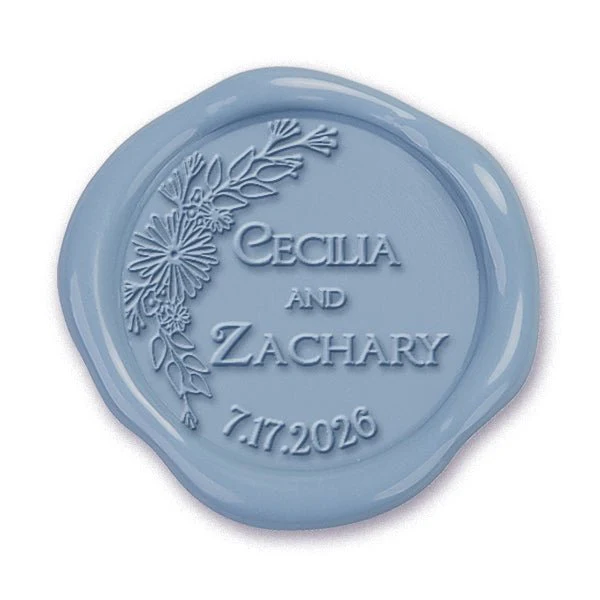 Names & Date Wedding Monogram Adhesive Wax Seals #2513 bundle with stamp - Image 2