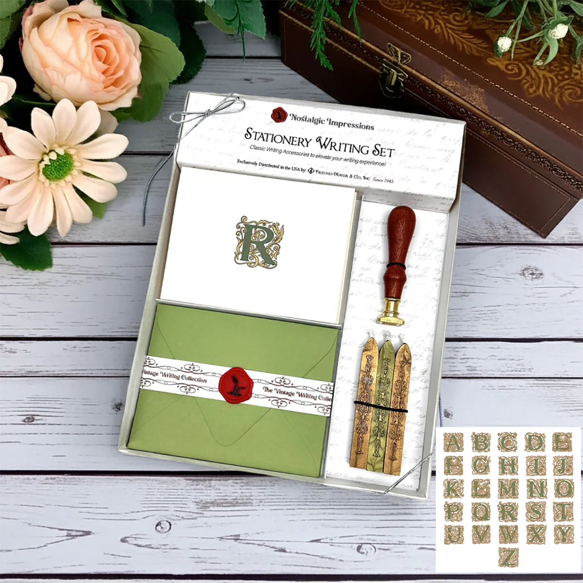 Filigree Initial Stationery Writing Set with Wax Stamp and Sealing Wax - Image 3