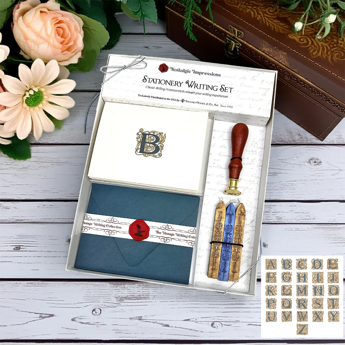 Filigree Initial Stationery Writing Set with Wax Stamp and Sealing Wax - Image 4