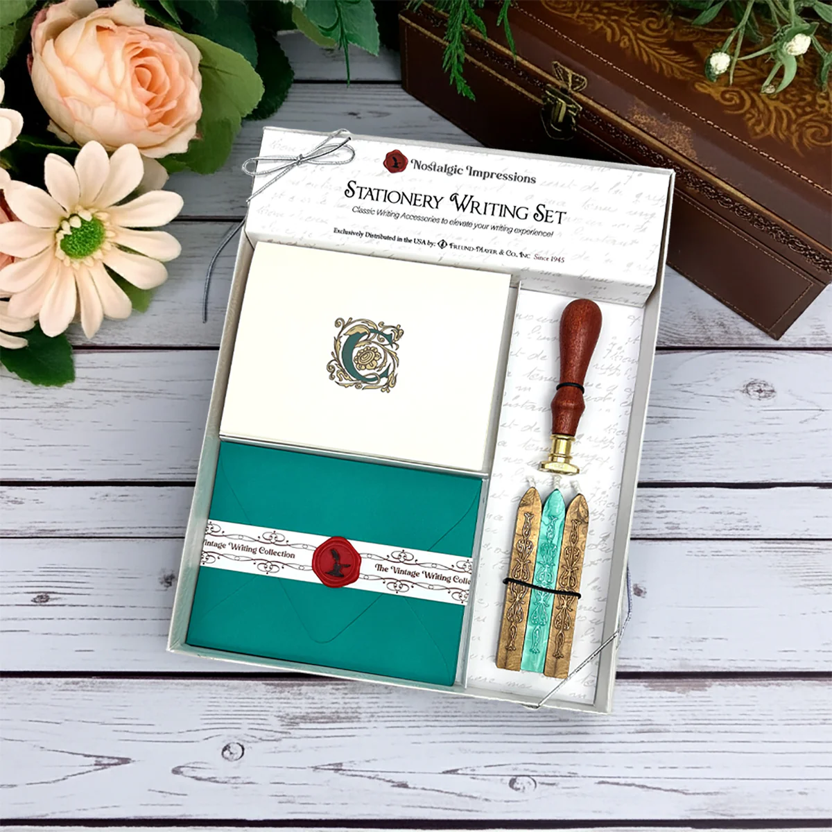 Filigree Initial Stationery Writing Set with Wax Stamp and Sealing Wax - Image 5