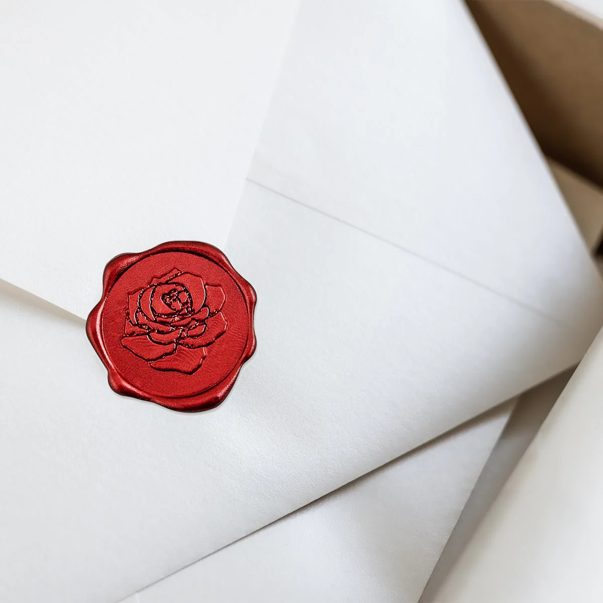 Vintage Rose Adhesive Wax Seal Quick-Ship Stickers 25PK