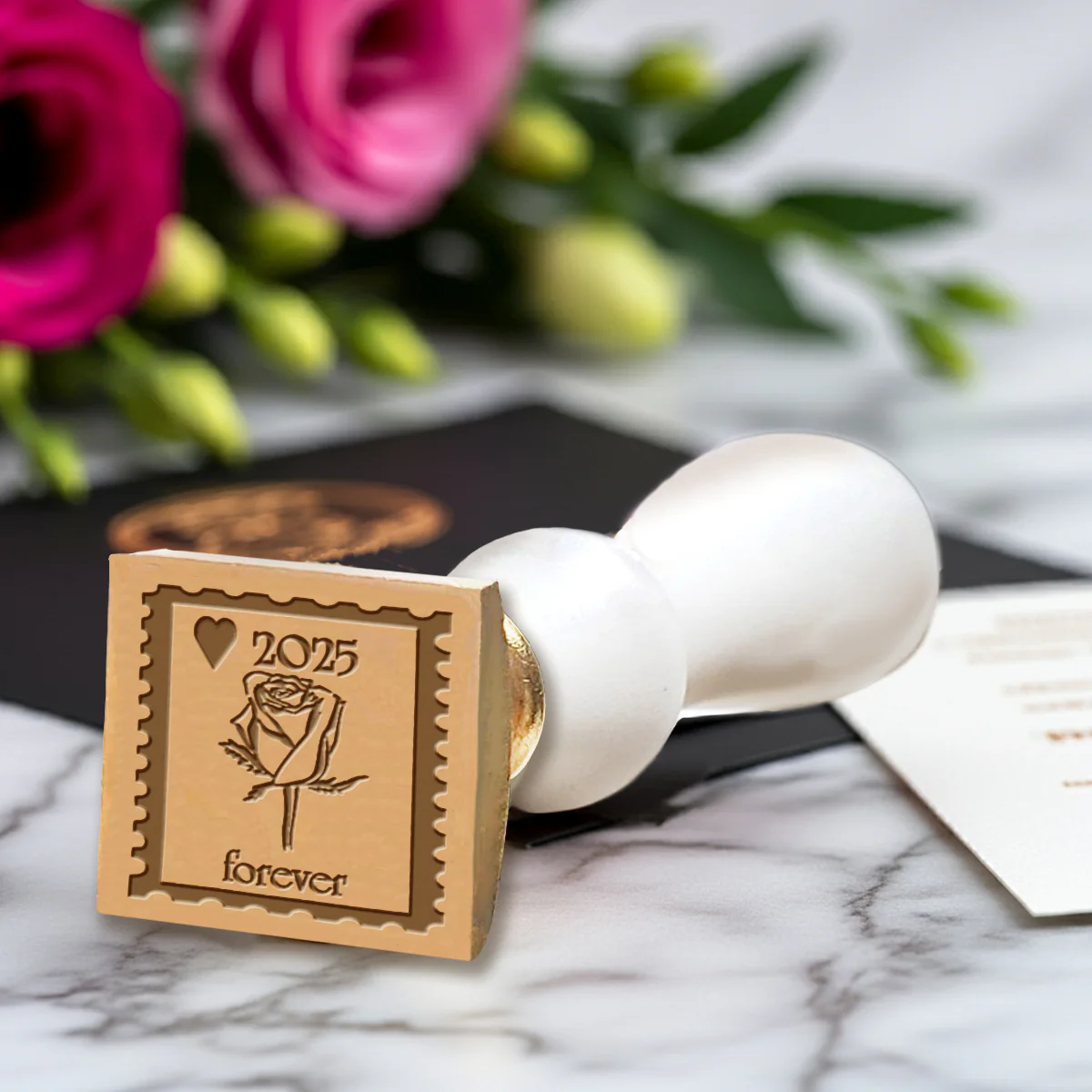 Bud Rose Forever Postage Stamp Wax Seal Stamp #6416 - USA Handcrafted