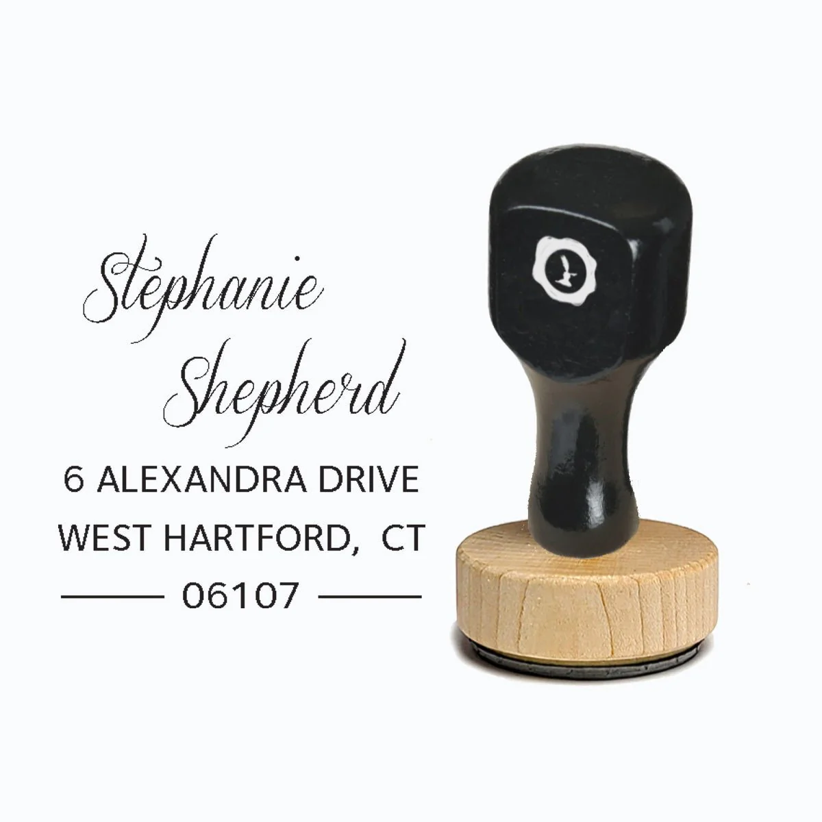 Vintage-style Rubber Stamp with Handle #2081 - Square 2"x 2"
