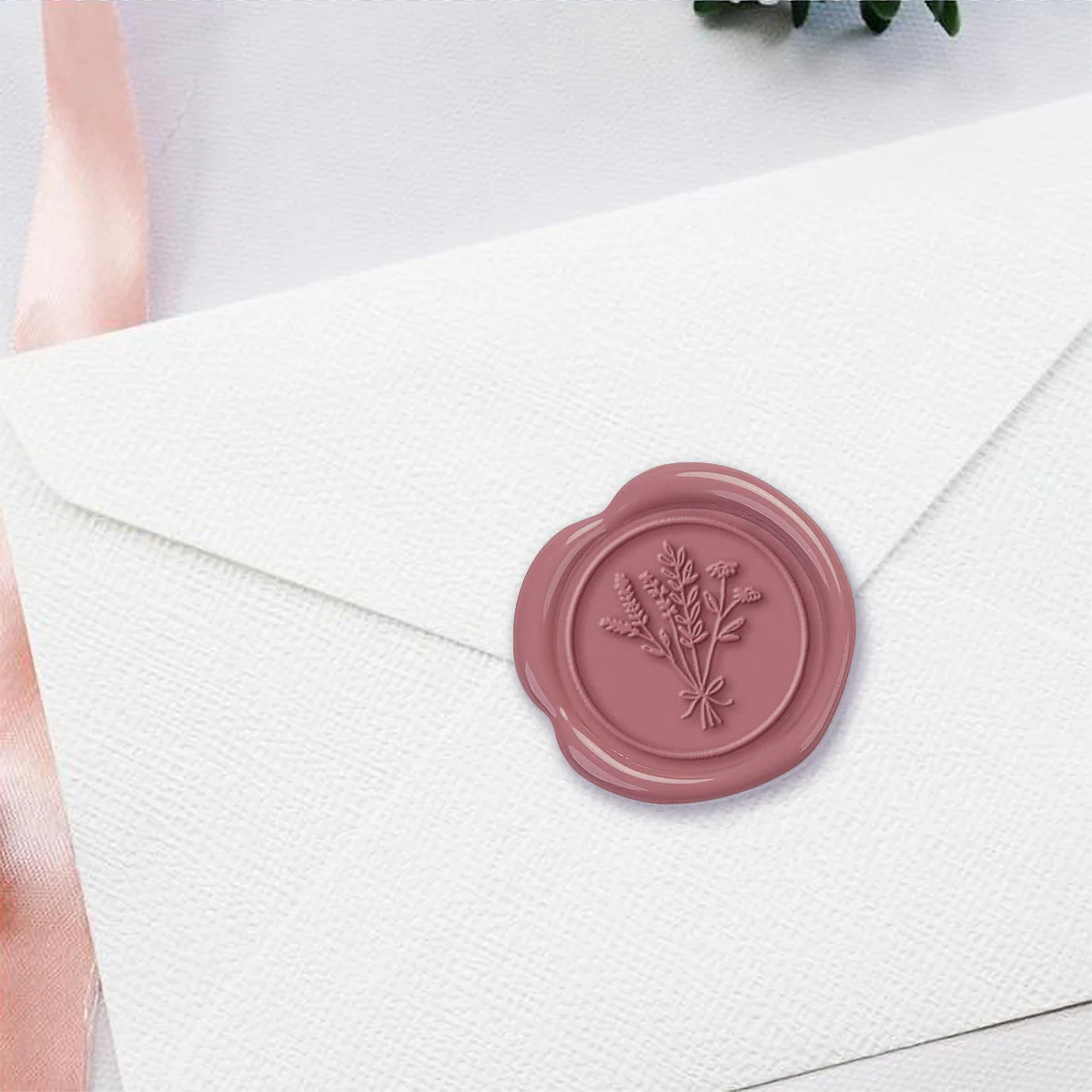 Wildflowers Adhesive Wax Seal Quick-Ship Stickers 25PK-Vintage Mauve - Image 2