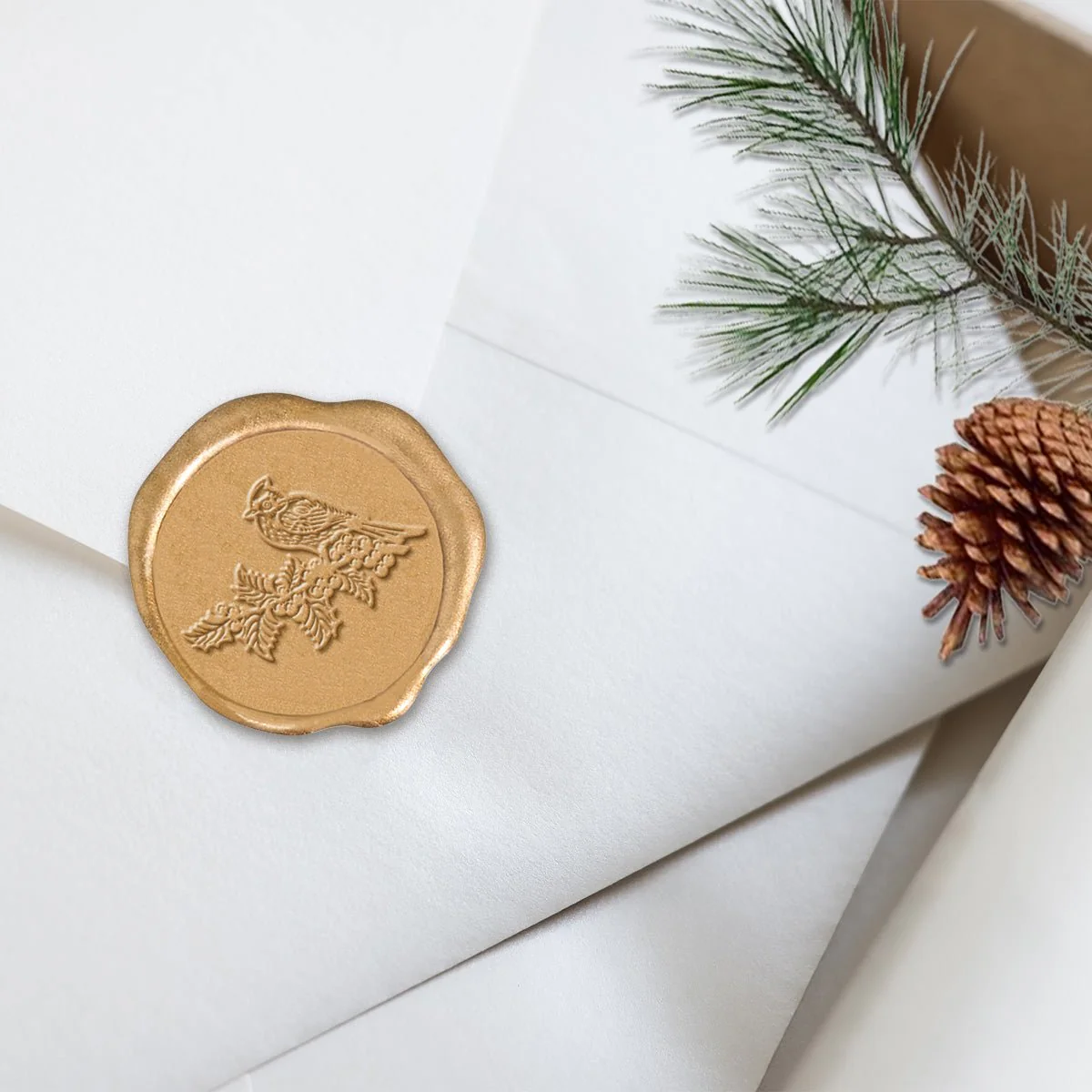 Winter Cardinal Adhesive Christmas Wax Seal Stickers 8PK - Hand Pressed 1 1/4" - Image 13