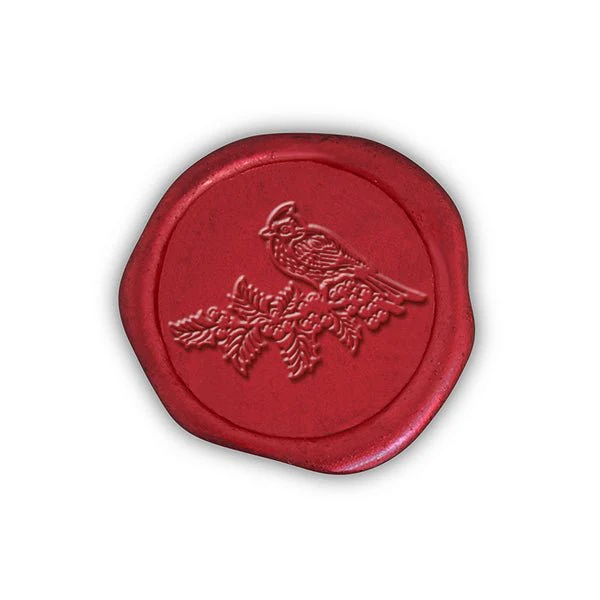 Winter Cardinal Adhesive Christmas Wax Seal Stickers 8PK - Hand Pressed 1 1/4" - Image 2