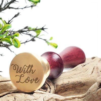 With Love Wax Seal Stamp-Burgundy Wood Handle #D705
